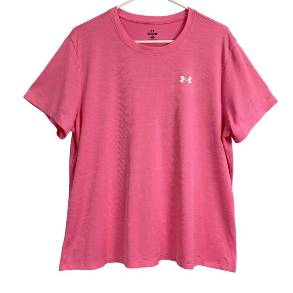 Under Armour Loose Pink Short Sleeve Scoop Neck Pullover Athletic Top Size XL - Picture 1 of 4